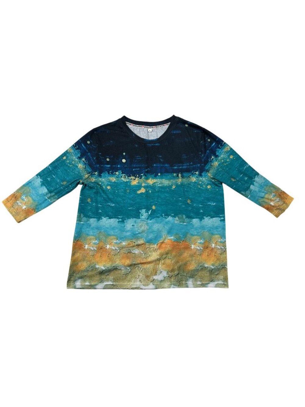 Exclusive Womens XXL 3/4 Sleeve Multicolor Abstract Print Top